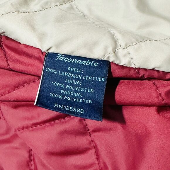 Façonnable Leather Jacket Men's Size XL Brown Quilted Lined Long Sleeve Full Zip - Picture 8 of 9